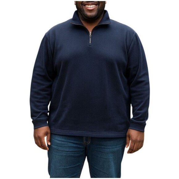 Apt. 9 Size XXL Sweatshirt Mens 1/4 Zip Pullover Long Sleeve Navy Blue Casual - Picture 1 of 9